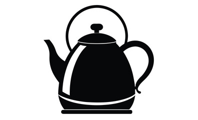 Electric kettle silhouette, tea pot vector, kitchen appliance icon