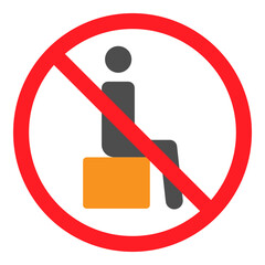 Illustration of No Sitting Sign Flat Icon