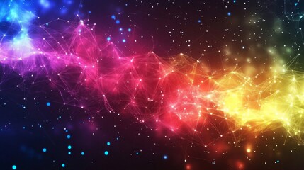Obraz premium Vibrant Rainbow Nebula in a Dark Space Background