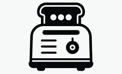 Toaster silhouette, kitchen appliance vector, black and white icon