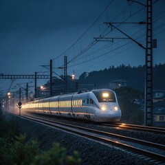  bullet train at night