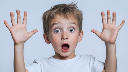 Generative AI, Surprised Child Portrait in High-Key Photography