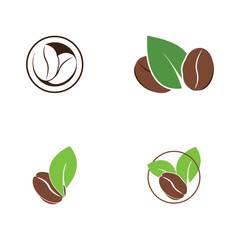 Fototapeta premium leaf and coffe icon vector illustration template design logo