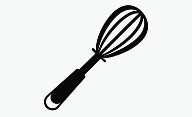 Whisk silhouette, kitchen utensil vector, black and white icon