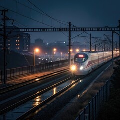  bullet train at night