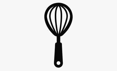 Whisk silhouette, kitchen utensil vector, black and white icon