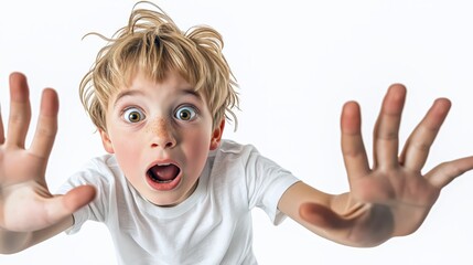 Generative AI, Surprised Child Portrait in High-Key Photography