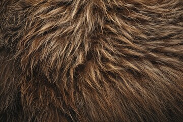 Fototapeta premium A close-up image showcasing the textured surface of coarse, brown fur, Coarse fur with a rough, rugged appearance