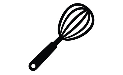 Whisk silhouette, kitchen utensil vector, black and white icon