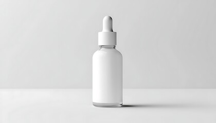 A mockup a white glass dropper bottle used for packaging serum, essential oil, or collagen treatment