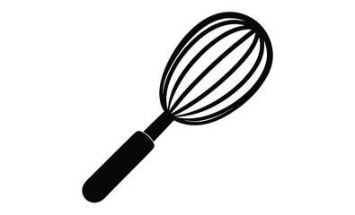 Whisk silhouette, kitchen utensil vector, black and white icon