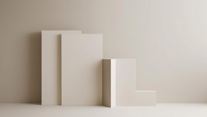 Simple white minimalist design 3d, rectangular white shapes, forms, business art