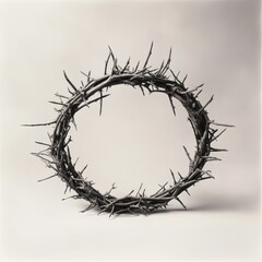 Fototapeta premium A crown of thorns symbolizes the Passion of Christ, suffering, sacrifice, and redemption. It represents pain, faith, and devotion during Holy Week and Easter.