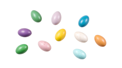 Colorful Easter Eggs Scattered Transparent Background