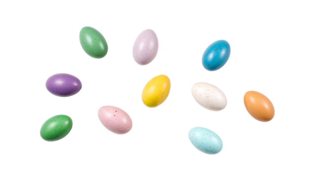Colorful Easter Eggs Scattered Transparent Background
