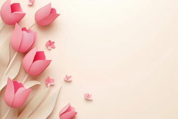 Happy Mother's day tulips and paper cut clouds 