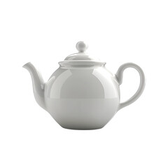 Glossy white porcelain teapot stands elegantly on a table, inviting tea time conversations and moments of relaxation among friends and family
