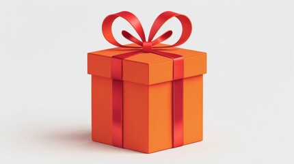 Obraz premium Gift Box with Red Ribbon: Festive Present for Celebrations and Special Occasions