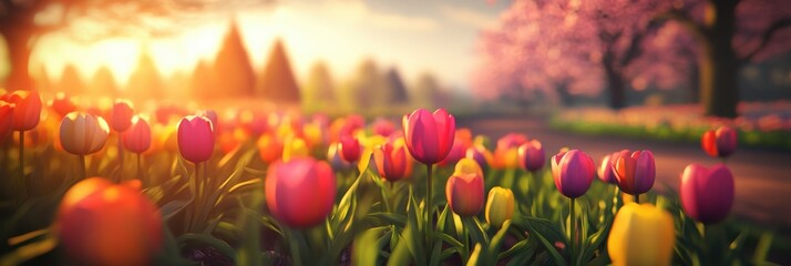 Obraz premium Beautiful tulip flower in Spring.