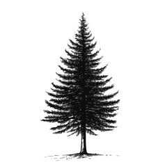Douglas Fir tree minimalist 2D vector graphic illustration sketch on a white background.

