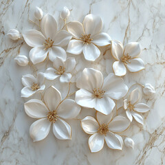 white flowers on a wooden background