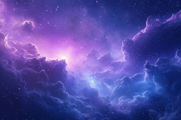 Naklejka premium Mesmerizing Stellar Nursery Showcasing Luminous Gas Clouds and Newborn Stars in a Vibrant Cosmic Cradle