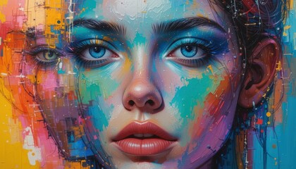 Abstract expressionist portraits with bold colors