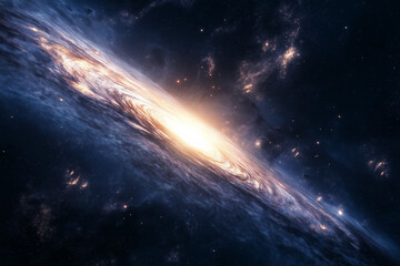 Fototapeta premium Captivating Deep Space Scene of Swirling Galaxies and Scattered Stars Forming a Celestial Tapestry Magnificently