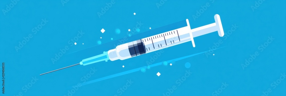 Poster syringe in motion with bright background highlighting medical significance and precision in healthca