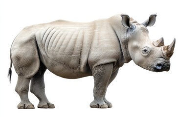 Fototapeta premium Detailed representation of a rhinoceros in natural pose showcasing unique skin texture and features