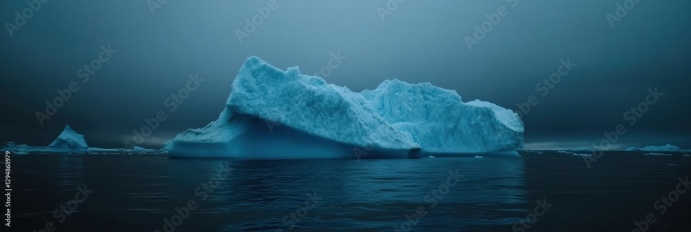 Aufkleber melting iceberg floats in deep blue waters reflecting calm skies. generative ai