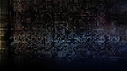 Pixelated Data Stream: A complex and dynamic pixelated data stream forms a visually intriguing digital backdrop, composed of various blocks in shades of colors.