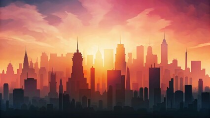 Fototapeta premium Cityscape Silhouette at Sunset