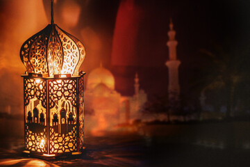 ornamental Arabic lantern Ramadan and Eid al-Fitr greeting card © Melinda Nagy