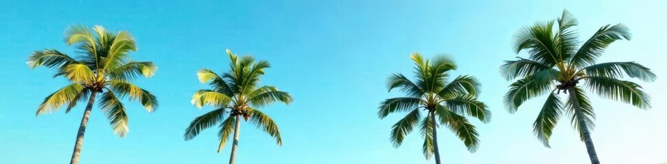 Palm trees against a blue sky with a subtle gradient effect, gradient, natural