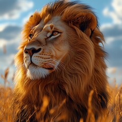 Naklejka premium Lion wildlife portrait african high resolution hd photo