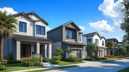 Modern House Exterior with Clear Blue Sky - 3D Rendering
