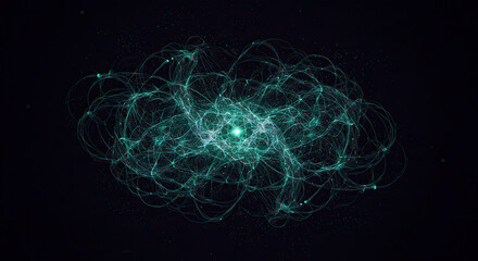 Abstract Digital Network with Interconnected Particles and Blue Light Connections in a Futuristic Visualization