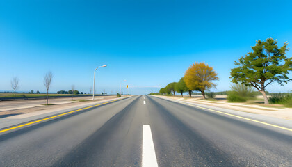 Fototapeta premium empty asphalt road in blue sky, 8k photorealism. with white shades