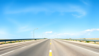 Fototapeta premium empty asphalt road in blue sky, watercolor. with white shades