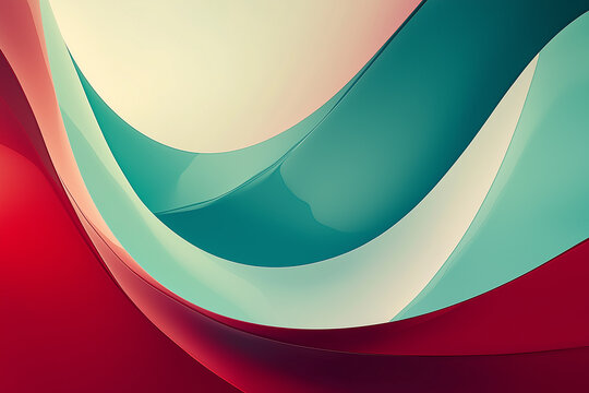 Bold abstract design in striking crimson and turquoise delivers dramatic visual contrast and artistic expression