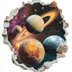contour-cut sticker Space & Galaxies aesthetic quality of the beautiful, 3d rendering, design sticker, vector art sticker, high resolution, detailed, on white background generated AI