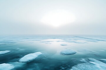 Arctic Haze: Glacial Meltwater and Floating Ice Panes Under a Pale Sun