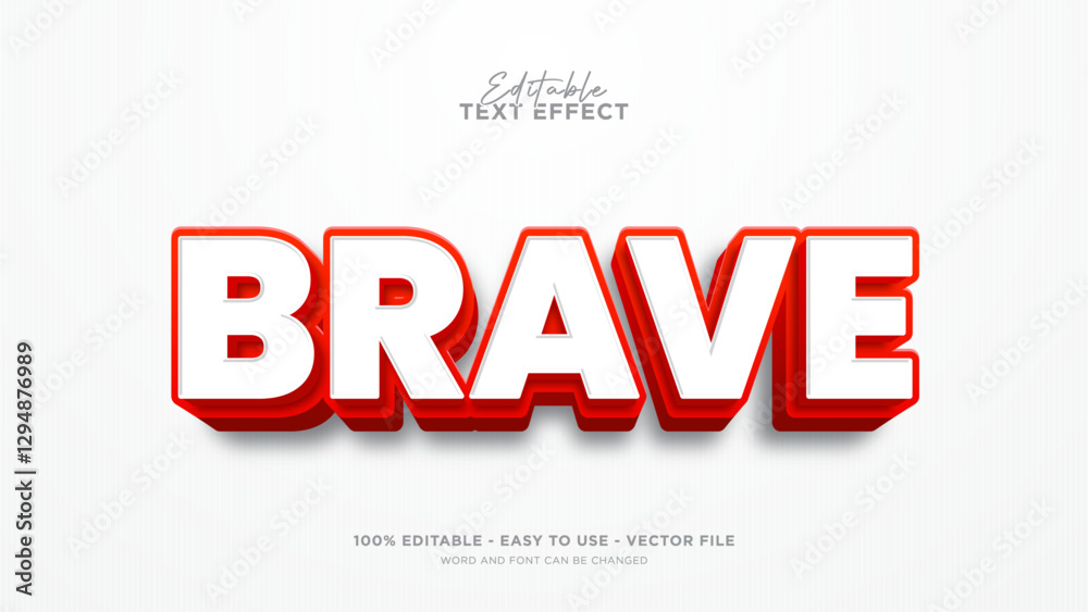 Fototapete editable red text effect, bold 3d text style effect
