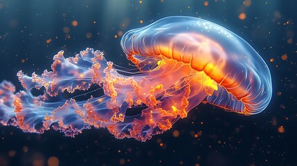 Fototapeta premium Jellyfish glowing underwater colorful high resolution hd photo