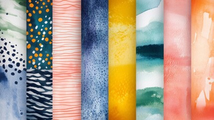 Fototapeta premium Colorful Watercolor Textures and Patterns