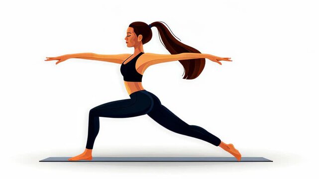 A female figure practicing yoga in a clean vector style, perfect for logos and marketing materials.