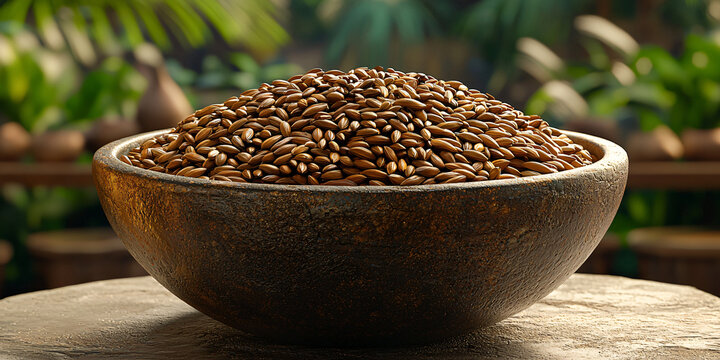 mortar filled with cumin seeds