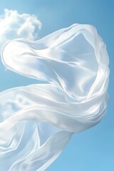Gracefully Swaying Fabric in Tranquil Blue Sky, Symbolizing Serene and Healthy Environment