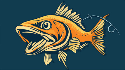 Fisherman catch fish. Fishing illustration. Flat vector illustration. Colorful and Black silhouettes of fishing with his dad son, vector Art & Illustration